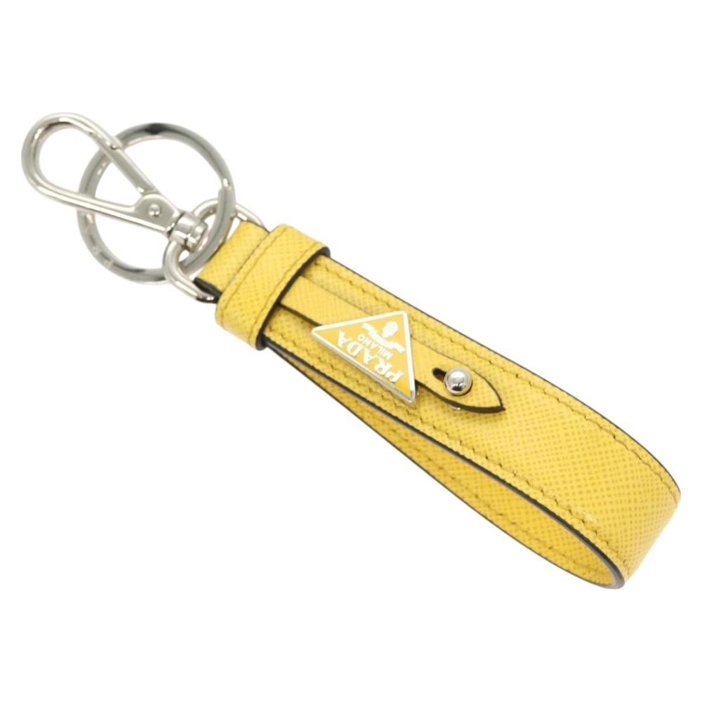 PRADA Key Holder Leather Yellow Auth 127891M - Picture 2 of 7